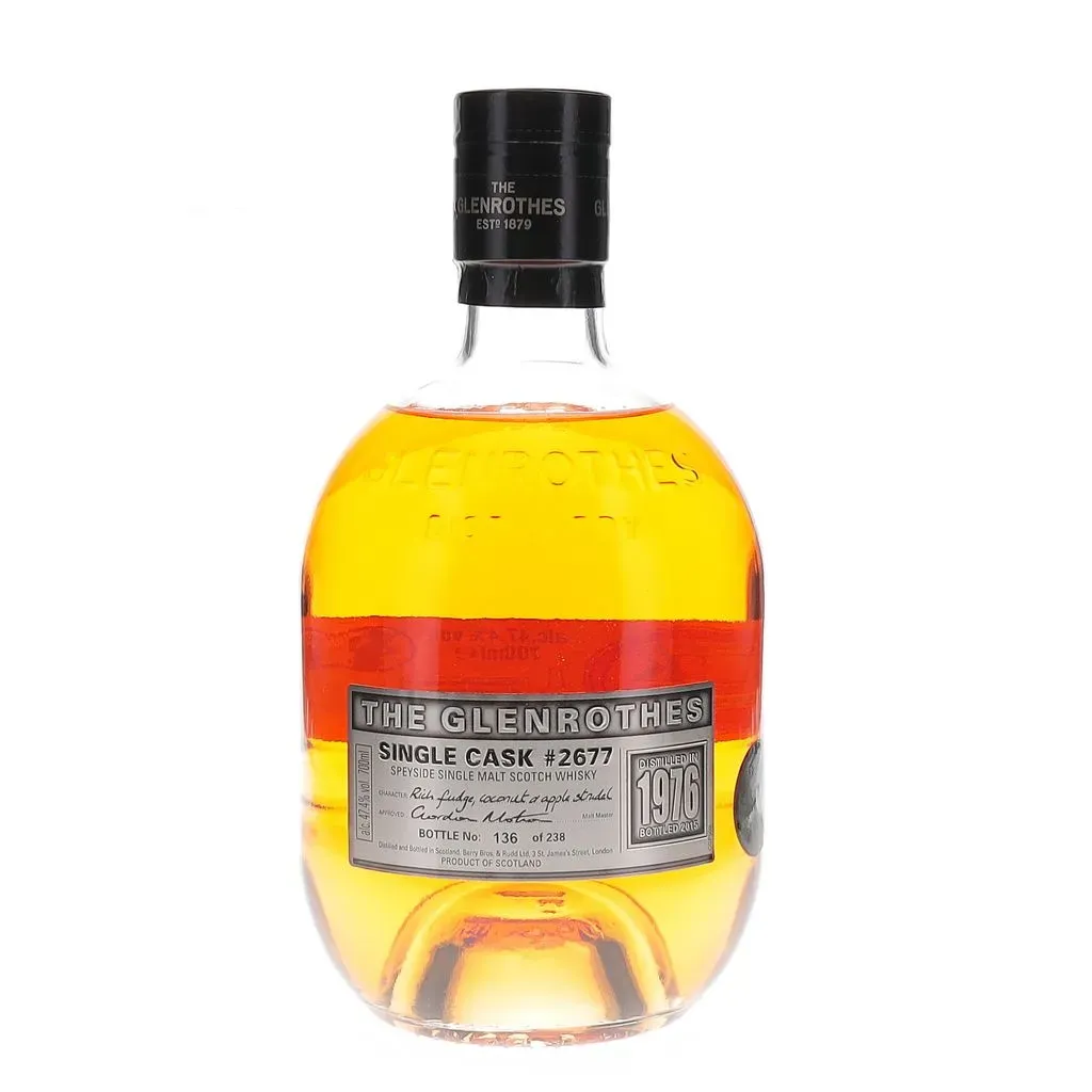 A 1976 vintage Glenrothes. This was filled into second-fill American oak hogshead #2677 in February 1976 and allowed to age until December 2015, when it was bottled with an outturn of just 238 bottles.