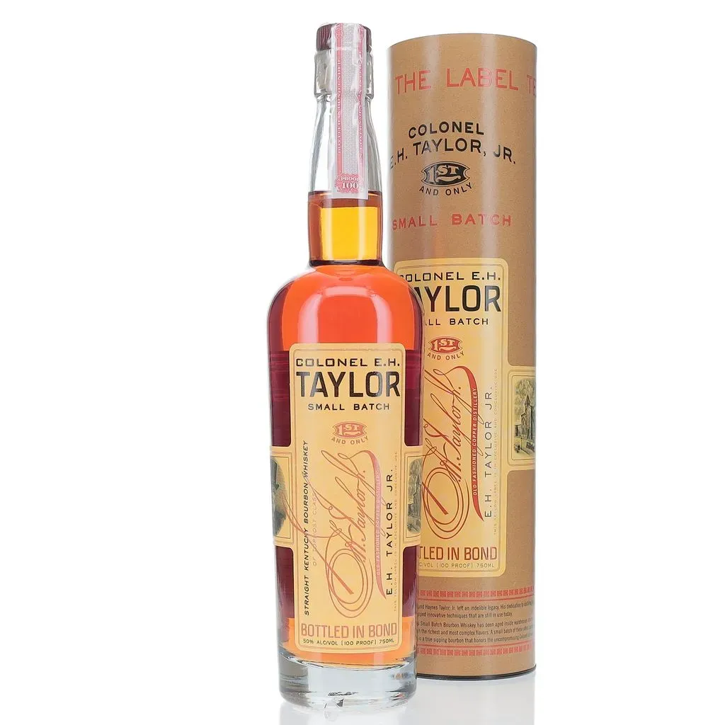 As founding father of the bourbon industry, Colonel Edmund Haynes Taylor, Jr. left an indelible legacy. His dedication to distilling began at the close of the Civil War when he purchased O.F C. Distillery. There, he developed innovative techniques that are still in use today. Made by hand, this Small Batch Bourbon Whiskey has been aged inside century old warehouses constructed by E.H. Taylor, Jr.  Barrels are evaluated and selected to create a perfect blend of distinctive character that is like no other. This bourbon is a true sipping bourbon that honors the uncompromising legacy of E.H. Taylor, Jr.
Tasting Notes:
Tastes of caramel corn sweetness, mingled with butterscotch and licorice. The aftertaste is a soft mouth-feel that turns into subtle spices of pepper and tobacco.

