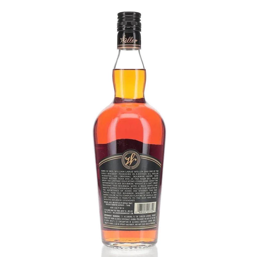 As part of the wheated bourbon family, this twelve year old W.L. Weller is aged far longer than most wheated bourbons. This offering is a smooth, easy-going and balanced bourbon with a beautiful deep bronze color.