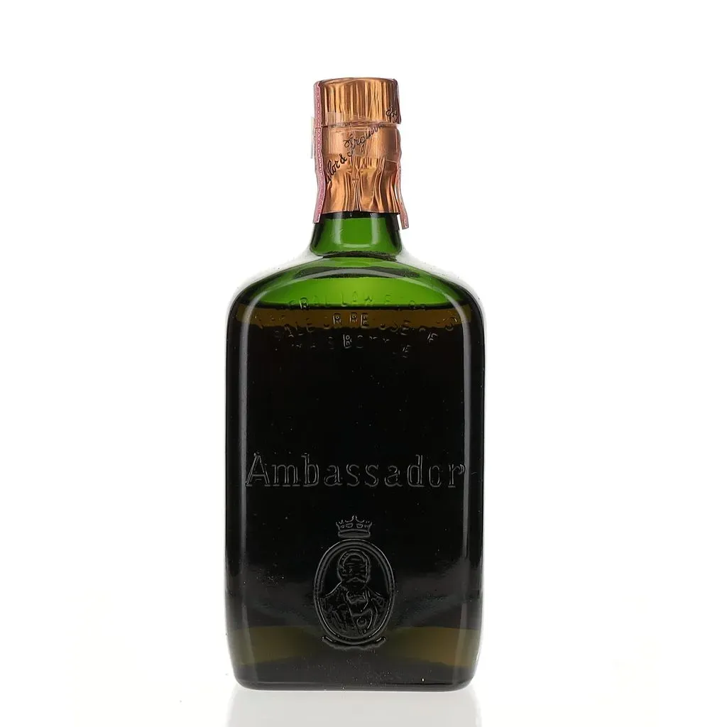 A 1960s era bottling of Ambassador's 25 year old age statement blended Scotch whisky. This blend was associated with Taylor & Ferguson who held the original licenses to Glen Scotia and the Scapa distilleries. As the 20th century passed Ambassador essentially became an export branded version of Ballantines.