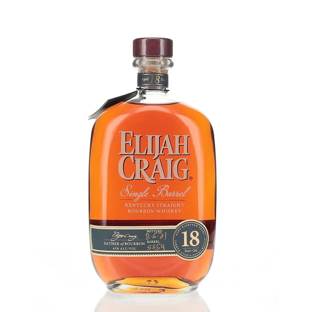 Elijah Craig Single Barrel is a rare & coveted Bourbon that is bold, robust, & incredibly complex. This 18-Year-Old Bourbon holds its place as some of the oldest Single Barrel Bourbon in the world. Bottled solely from the contents of one expertly chosen barrel, this expression of Elijah Craig is the pinnacle of Bourbon craftsmanship fit for the avid collector. It is part of the Elijah Craig family of Bourbons, named after Elijah Craig, the man who is credited as the first to char oak barrels, giving Kentucky Bourbon its signature flavor and aroma.