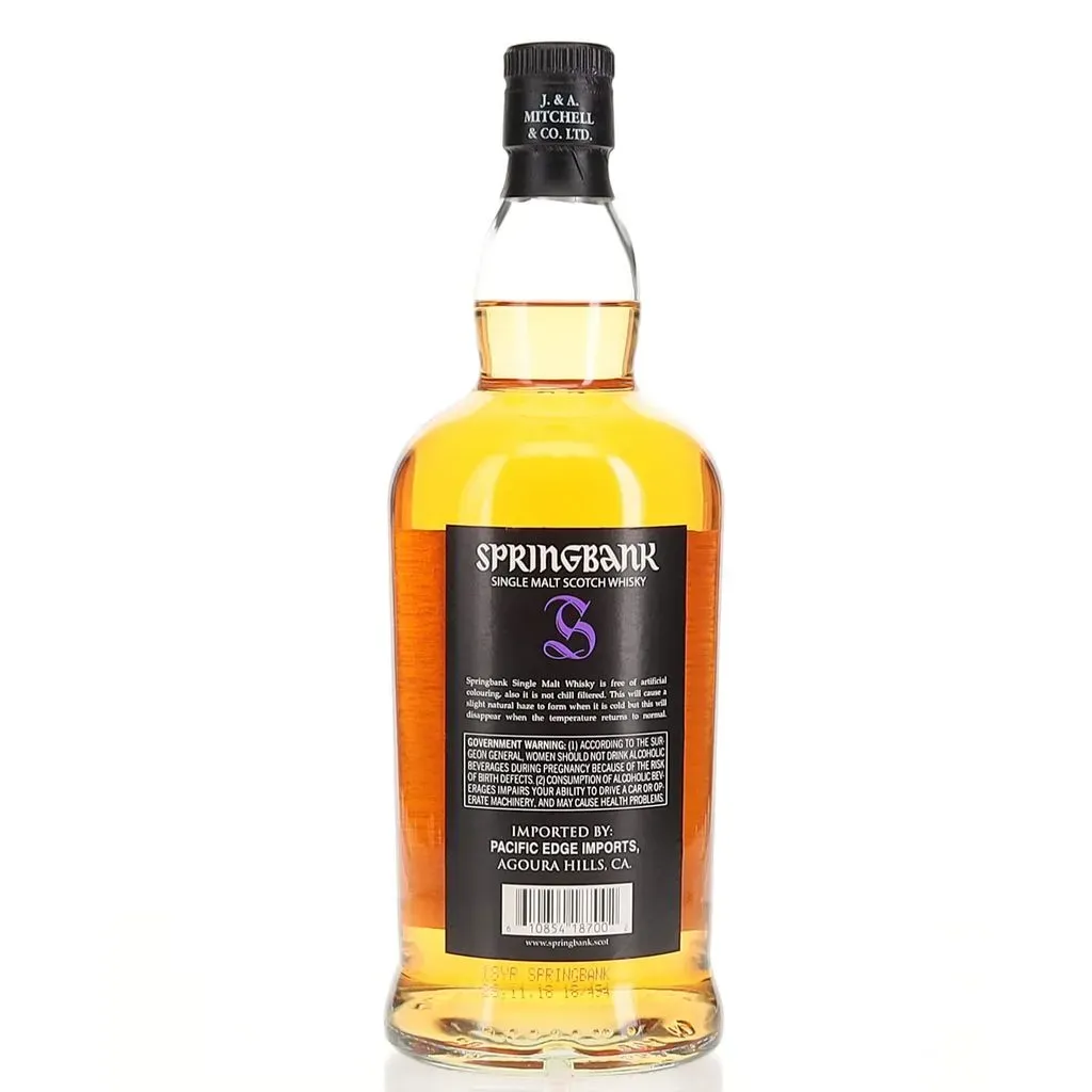 A 2018 bottling of Springbank's 18 year old core age statement. This release was comprised of 100% bourbon casks, a relatively rare vatting from the distillery. Bottled at 46% Abv and non-chill filtered.