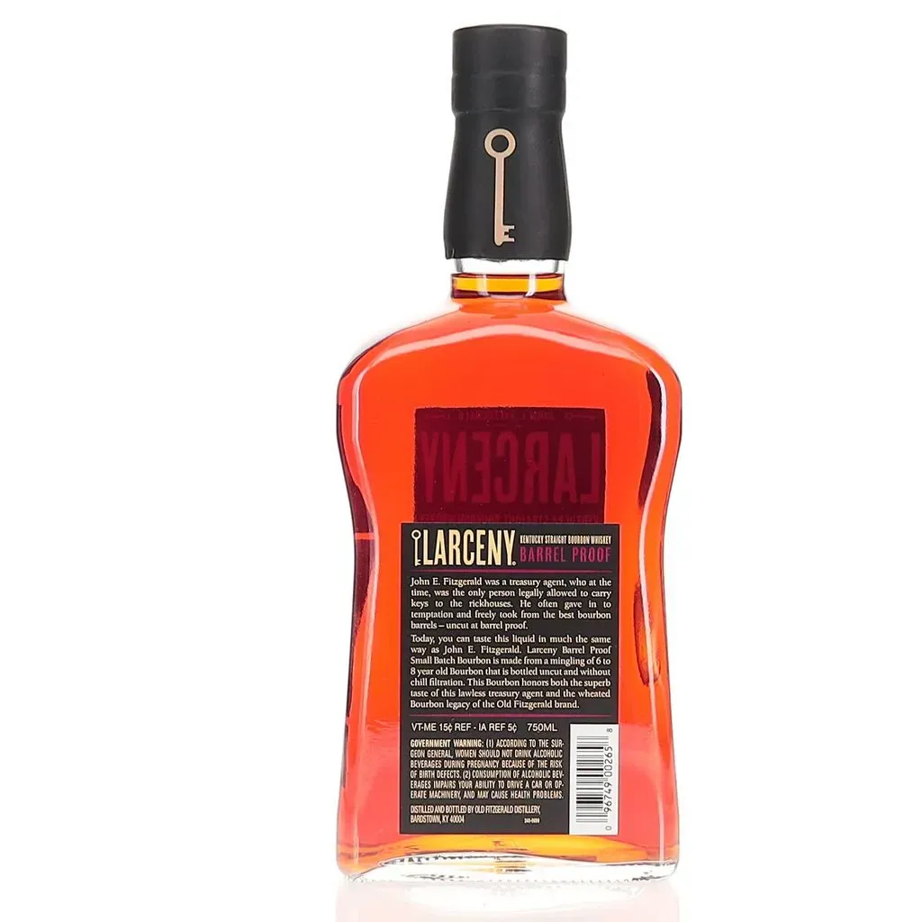 A barrel proof offering of Larceny, a wheated expression of bourbon from Heaven Hill. This 2022 release is bottled at 63.3% Abv.