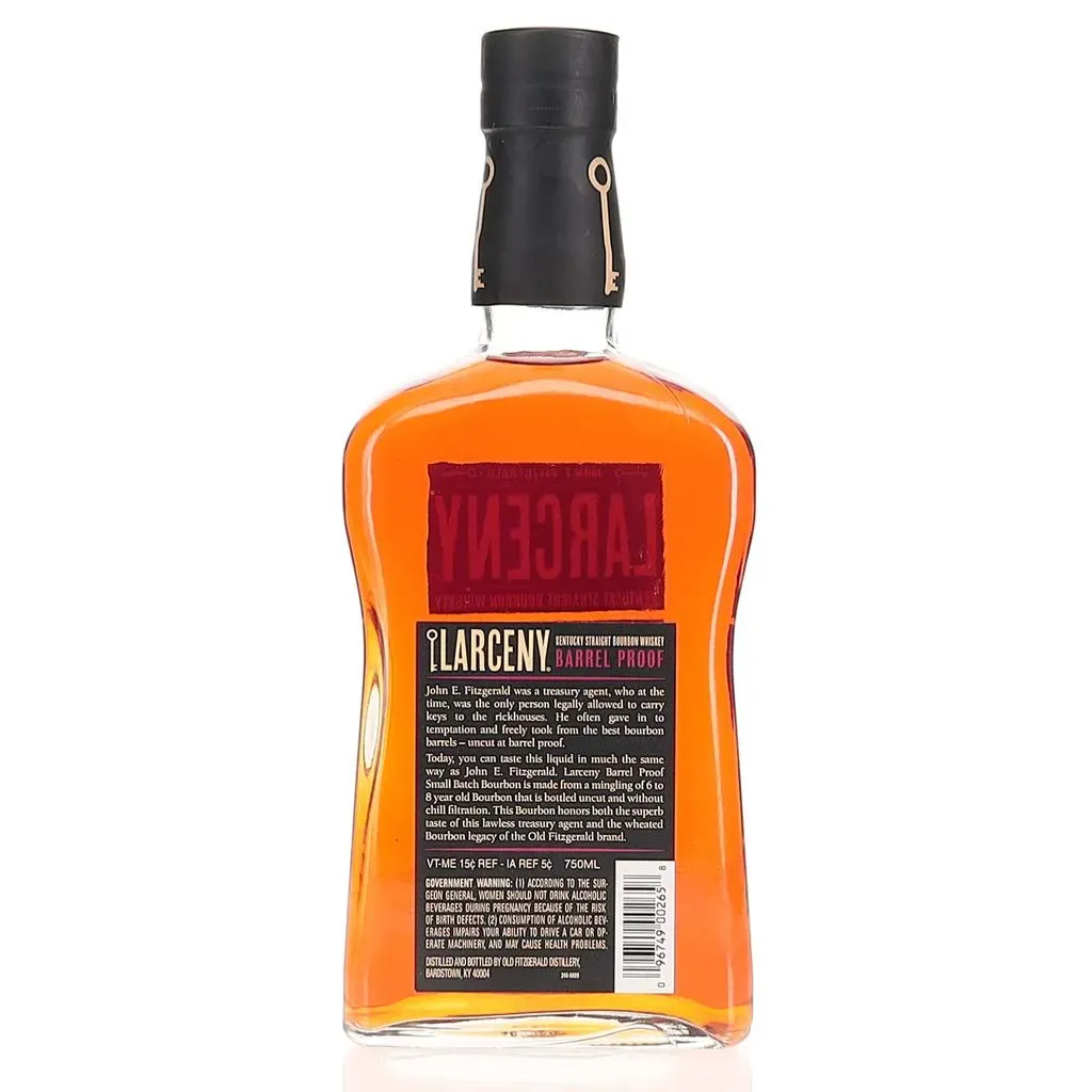 A barrel proof offering of Larceny, a wheated expression of bourbon from Heaven Hill. This 2021 release is bottled at 61.3% Abv.