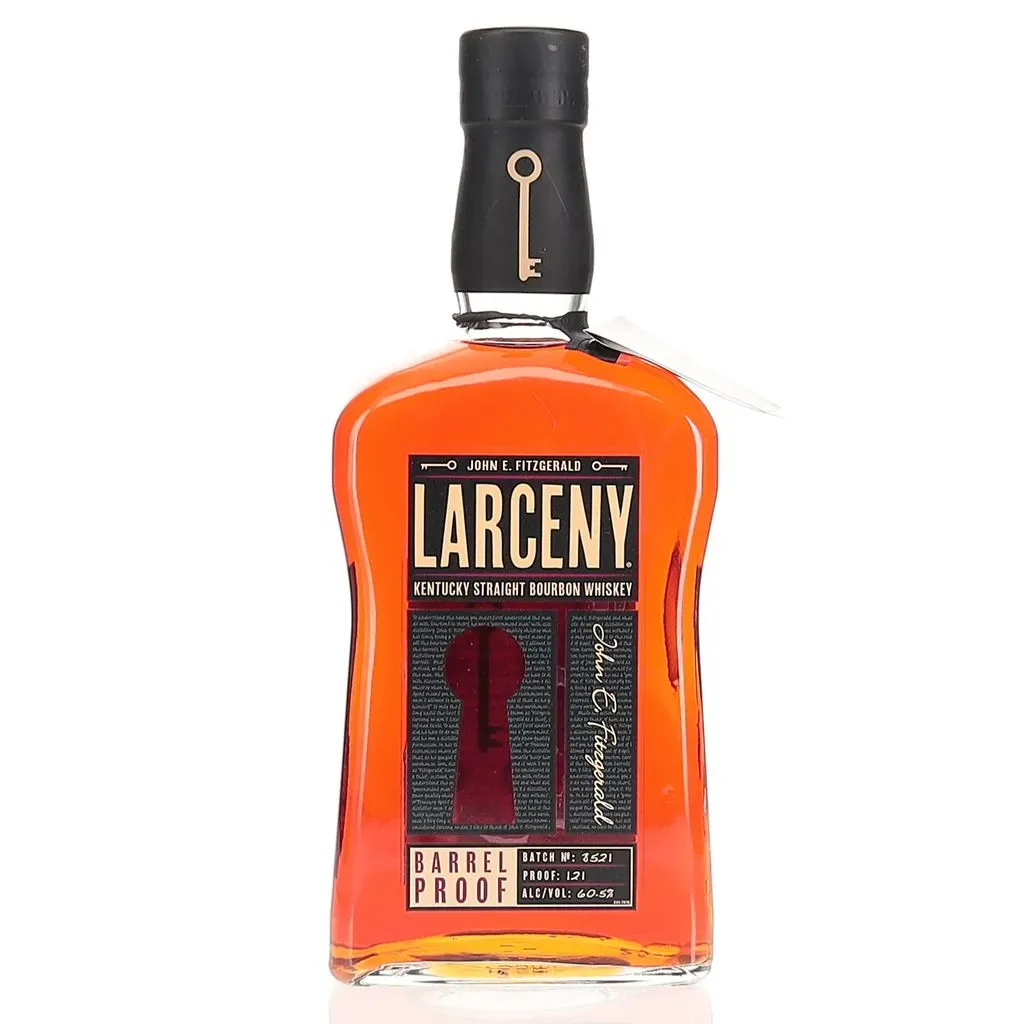 A barrel proof offering of Larceny, a wheated expression of bourbon from Heaven Hill. This 2021 release is bottled at 60.5% Abv.