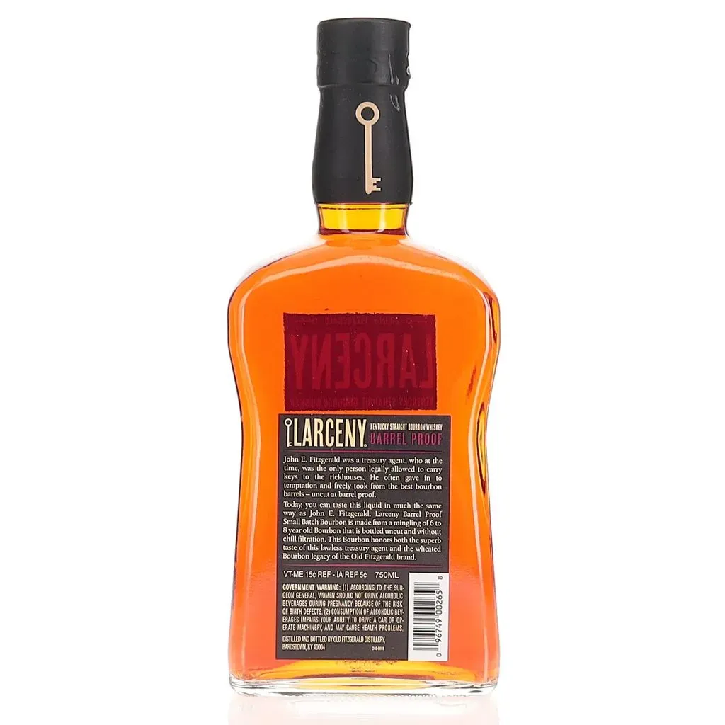 A barrel proof offering of Larceny, a wheated expression of bourbon from Heaven Hill. This 2023 release is bottled at 62.2% Abv.