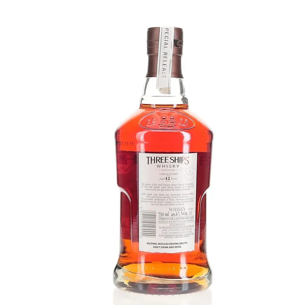 A 12 year old expression of South African whisky matured in American oak and Amontillado seasoned sherry casks. This special release from three ships was bottled at 49.6% Abv with 2760 bottles produced.