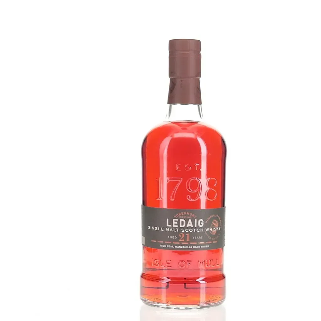 A 21 year old expression of Ledaig, the heavily peated spirit produced at Tobermory distillery. This special edition was finished in rare Manzanilla sherry casks and bottled at 52.9% Abv.