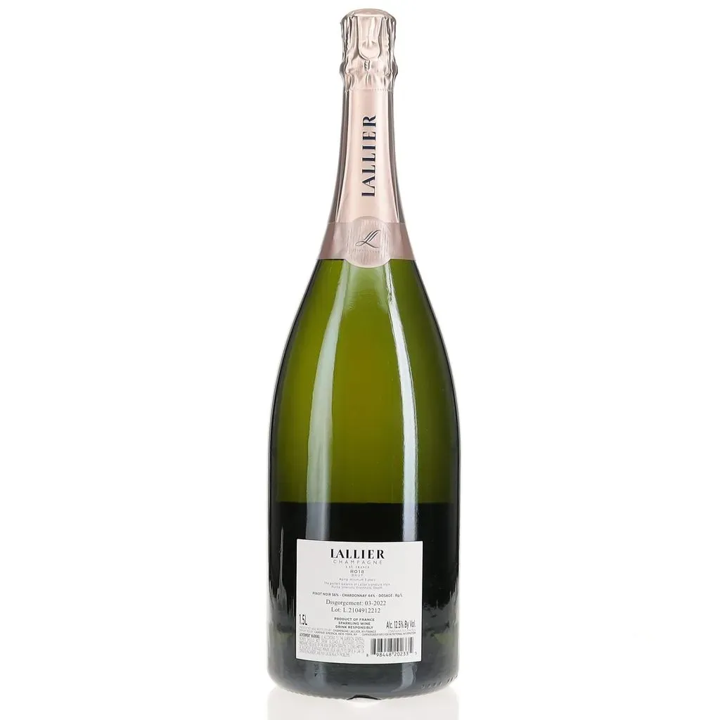 A 1500ml magnum format of Lallier Champagne's 2018 harvest of their Reflexion series. Produced from a blend of 56% pinot noir and 44% chardonnay grapes with 70% of the wine from their 2018 harvest and 30% from their reserves. Matured for at least 3 years in casks this champagne had 7g/L of sugar dosage and was matured in bottle since 2022. This exceptional quality champagne is the signature pour at both Baccarat and the Ritz Carlton!