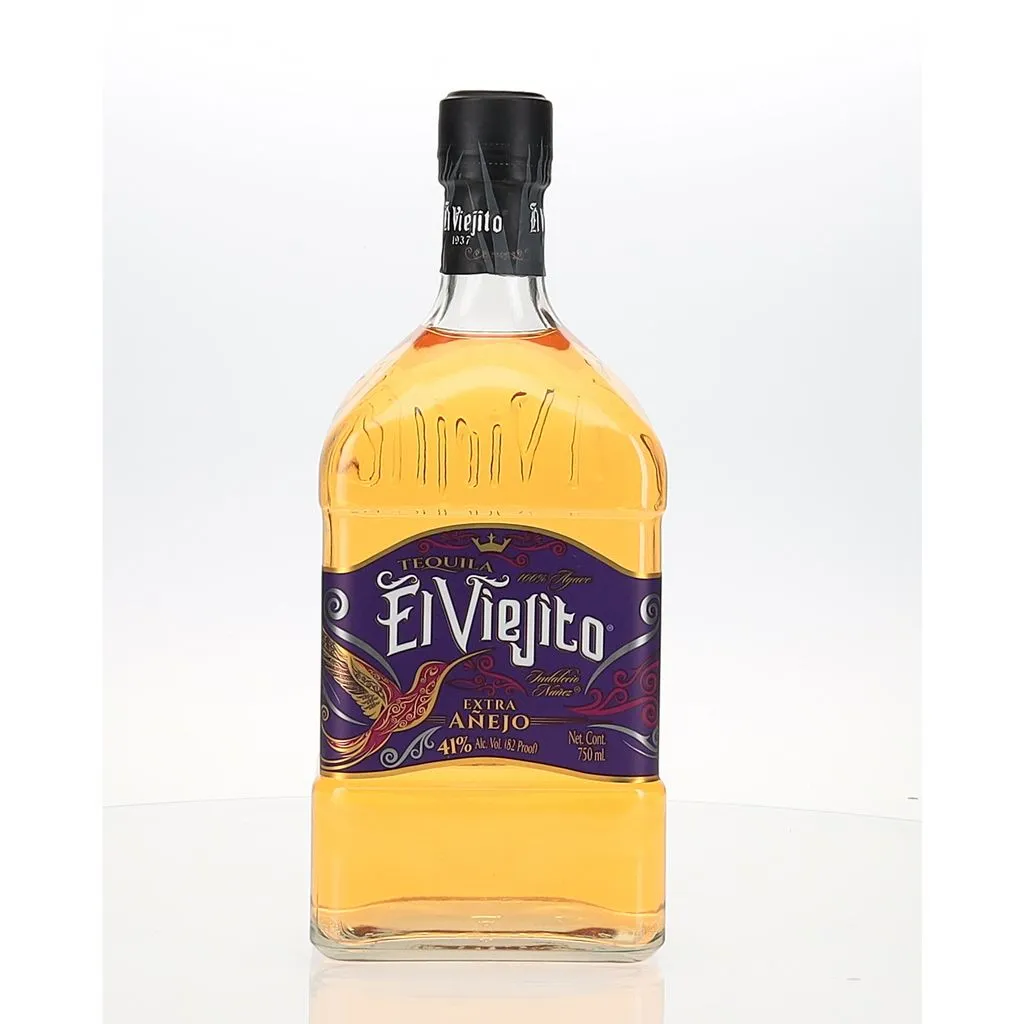 An extra anejo expression of Tequila from El Viejito produced at their distillery NOM 1107 in Jalisco. Located in the highlands of Jalisco this tequila is crafted from high elevation agave that is then roasted in brick ovens and crushed using a roller mill. The juice is then fermented in closed stainless steel tanks then pitched with their own cultured yeast. Distilled twice in a stainless steel and copper hybrid still before being filled into used American whiskey barrels. This extra anejo is left to mature for three years in these previously used whiskey barrels, before being dumped and bottled at 41% Abv. The El Viejito label is the house brand for the distillery, but their tequila is also the source of other brands including: Distinqt, Campeon, Luna Nueva, Karma, Los Cinco, Mi Viejo and Peligroso..