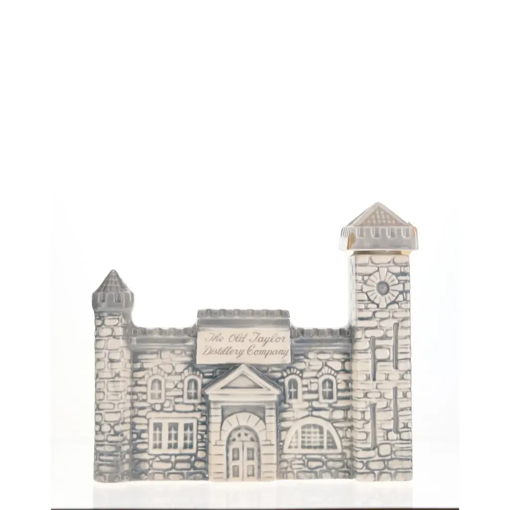 A crazy presentation of Old Taylor bourbon matured for 4 years and bottled in 1968. This stunning decanter is a quart sized ceramic replica of the Old Taylor distillery, a site that looks like an old school castle.