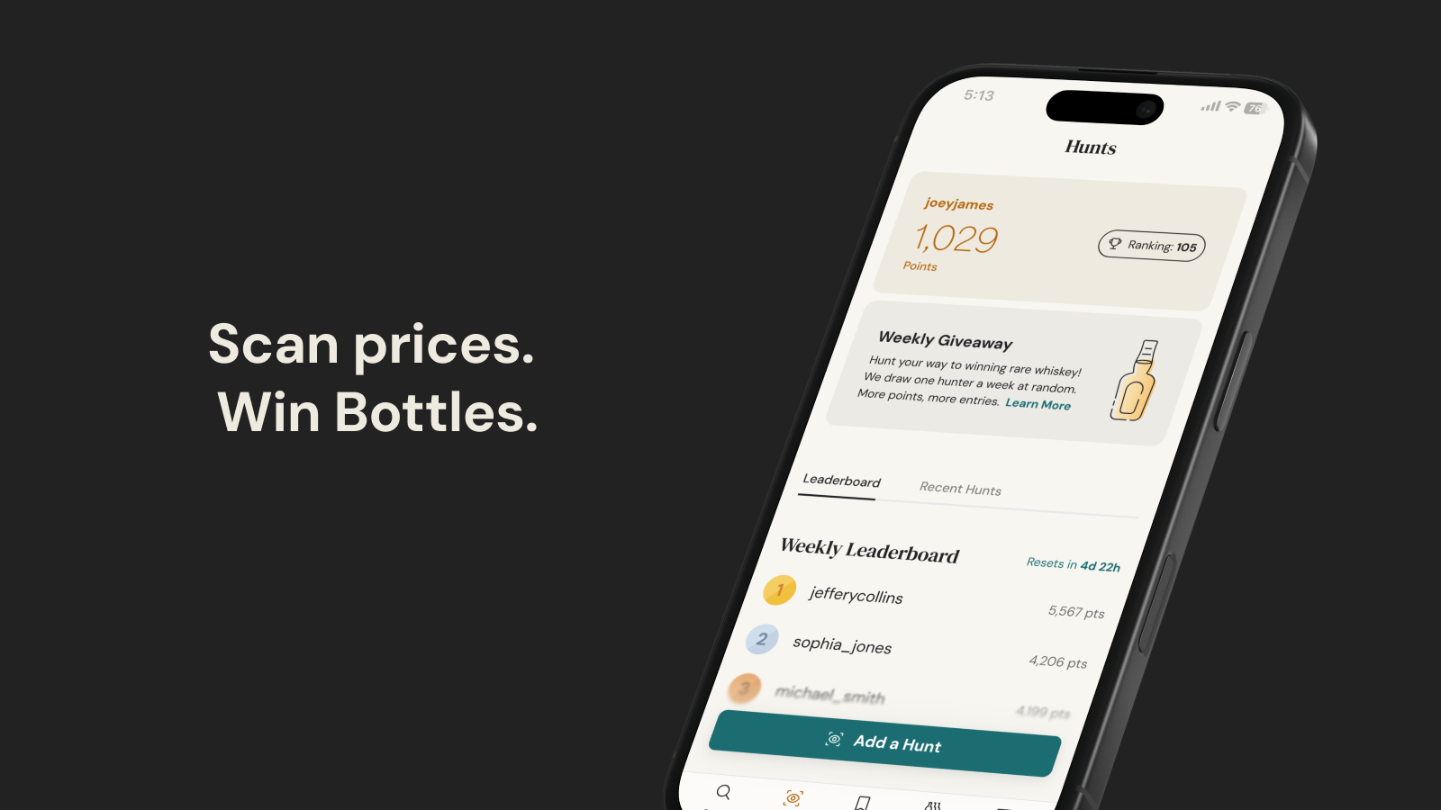 BAXUS Hunts hero graphic: Scan prices. Win bottles.